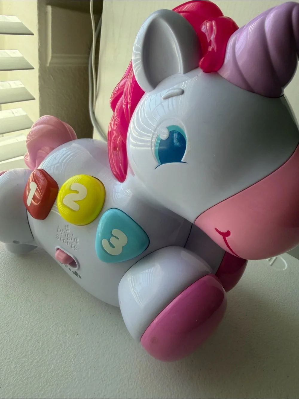 Bright Starts Rock & Glow Unicorn Musical Learning Toy Pink Crawling Babies